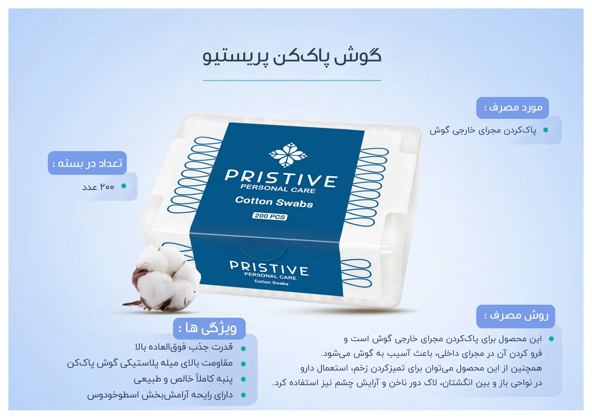 معرفی گوشپاککن پریستیو ۲۰۰ عددی